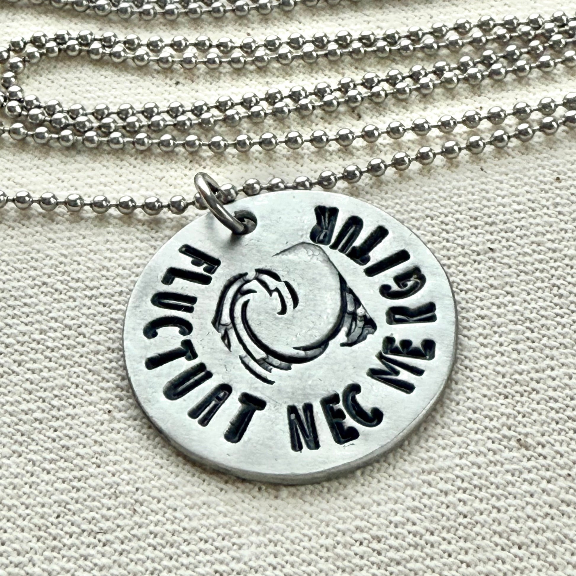 Fluctuat Nec Mergitur -  Latin Phrase Necklace- Tossed by the Waves, But Does Not Sink - Drake Designs Jewelry