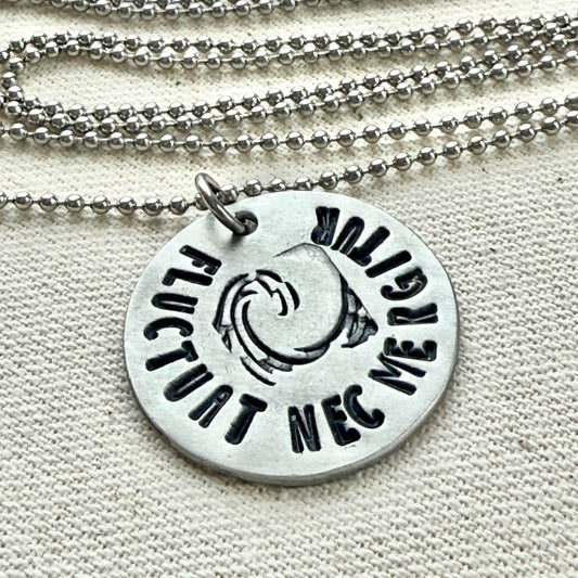 Fluctuat Nec Mergitur -  Latin Phrase Necklace- Tossed by the Waves, But Does Not Sink - Drake Designs Jewelry