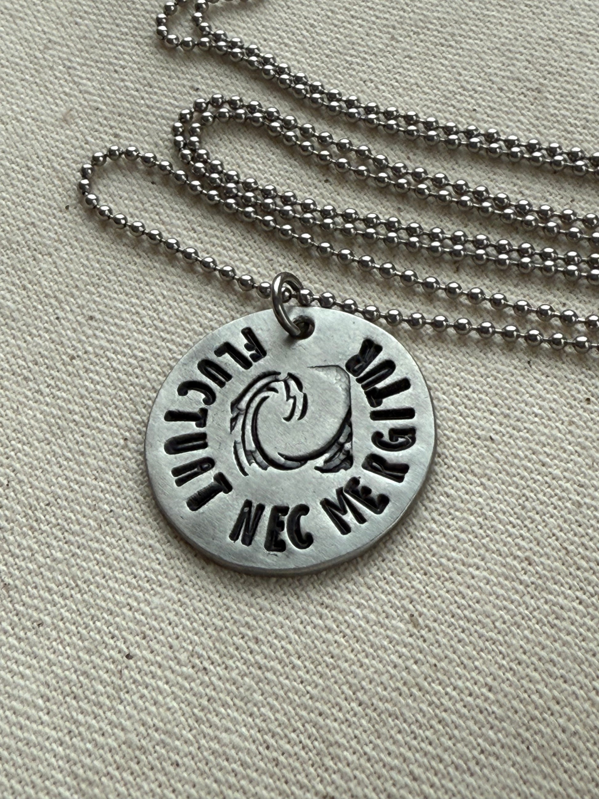 Fluctuat Nec Mergitur -  Latin Phrase Necklace- Tossed by the Waves, But Does Not Sink - Drake Designs Jewelry