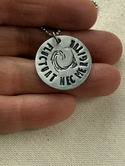 Fluctuat Nec Mergitur -  Latin Phrase Necklace- Tossed by the Waves, But Does Not Sink - Drake Designs Jewelry