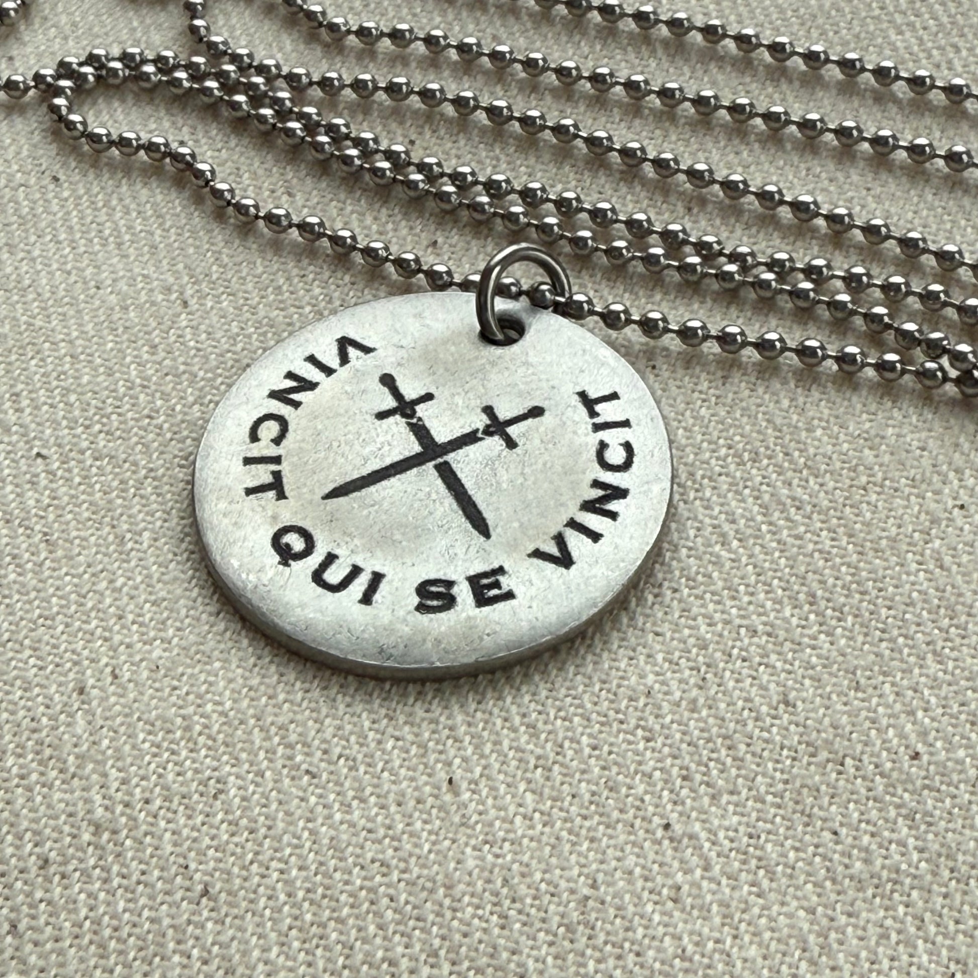 Vincit Qui Se Vincit-  Latin Phrase Necklace - He Conquers Who Conquers H