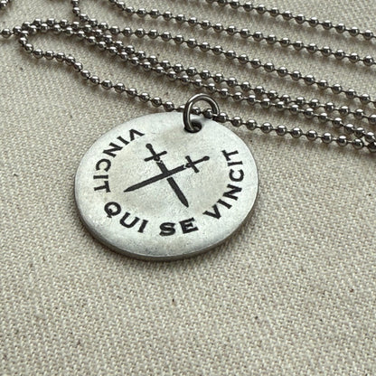 Vincit Qui Se Vincit-  Latin Phrase Necklace - He Conquers Who Conquers H