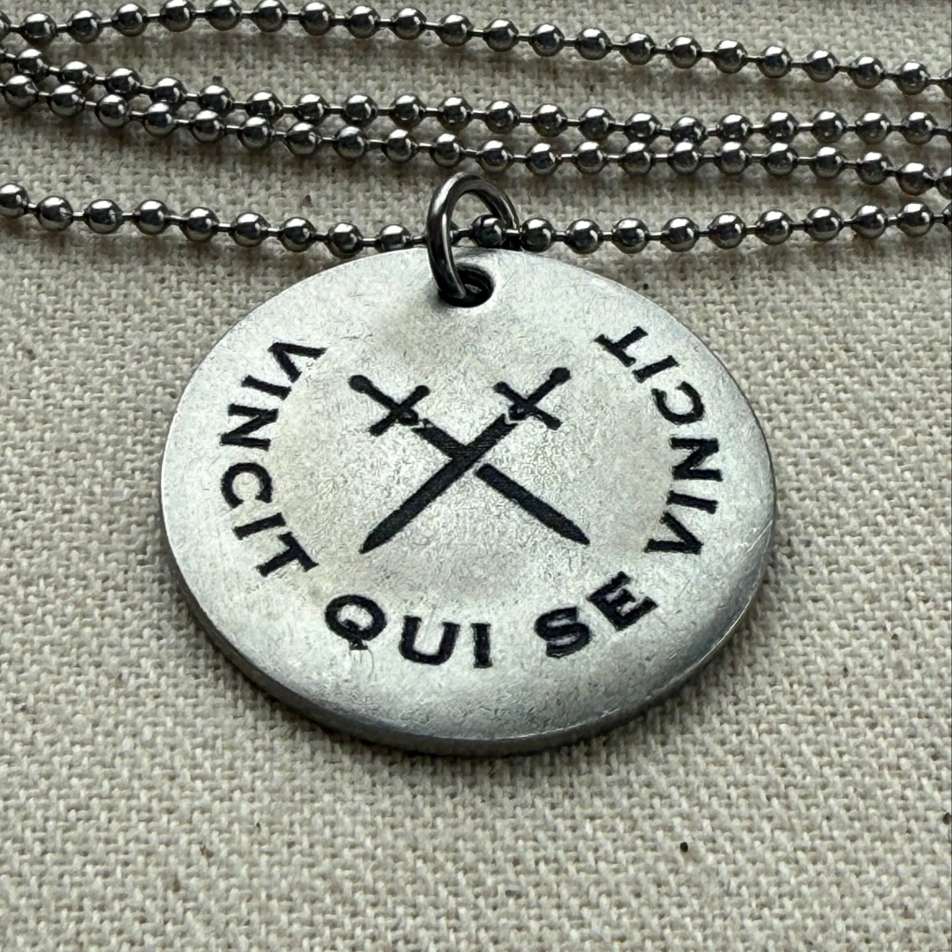 Vincit Qui Se Vincit-  Latin Phrase Necklace - He Conquers Who Conquers H