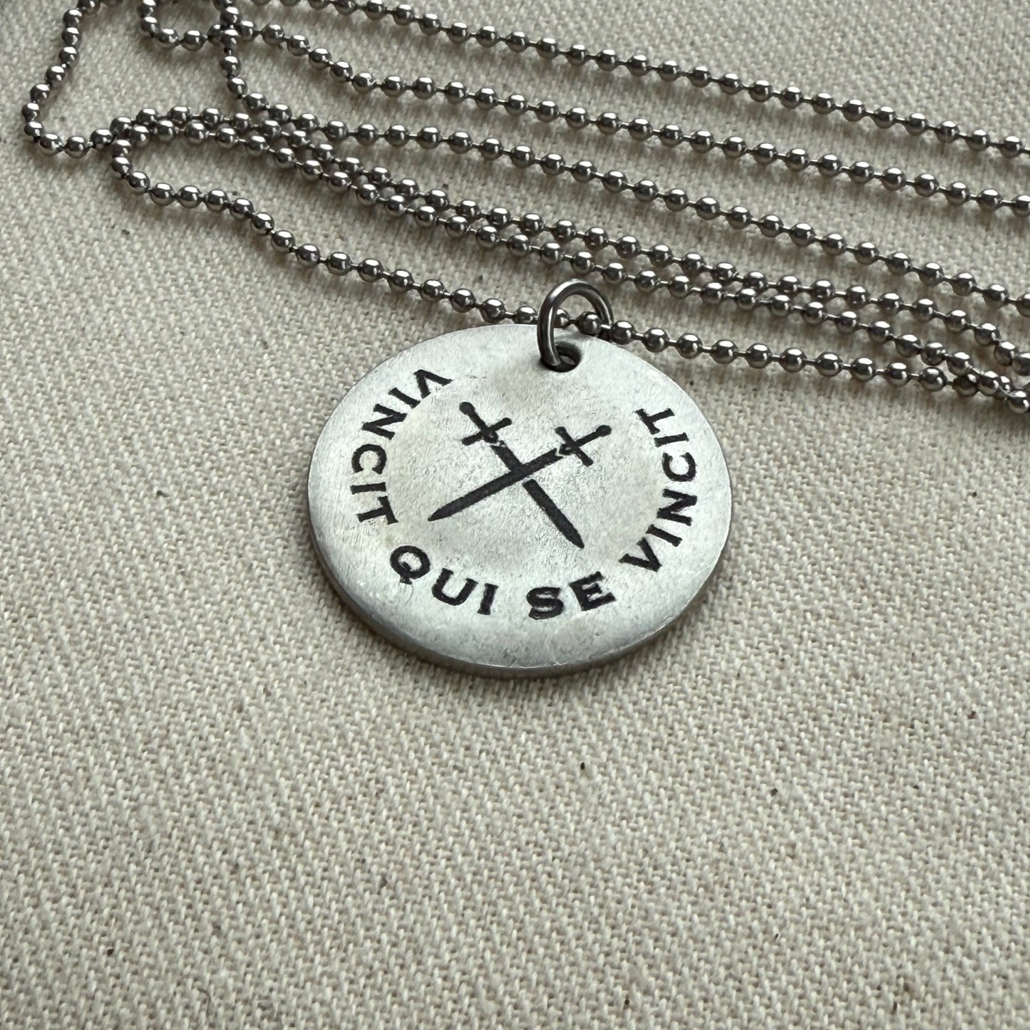 Vincit Qui Se Vincit-  Latin Phrase Necklace - He Conquers Who Conquers H