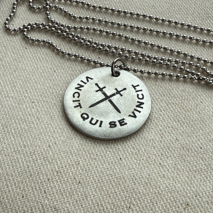 Vincit Qui Se Vincit-  Latin Phrase Necklace - He Conquers Who Conquers H