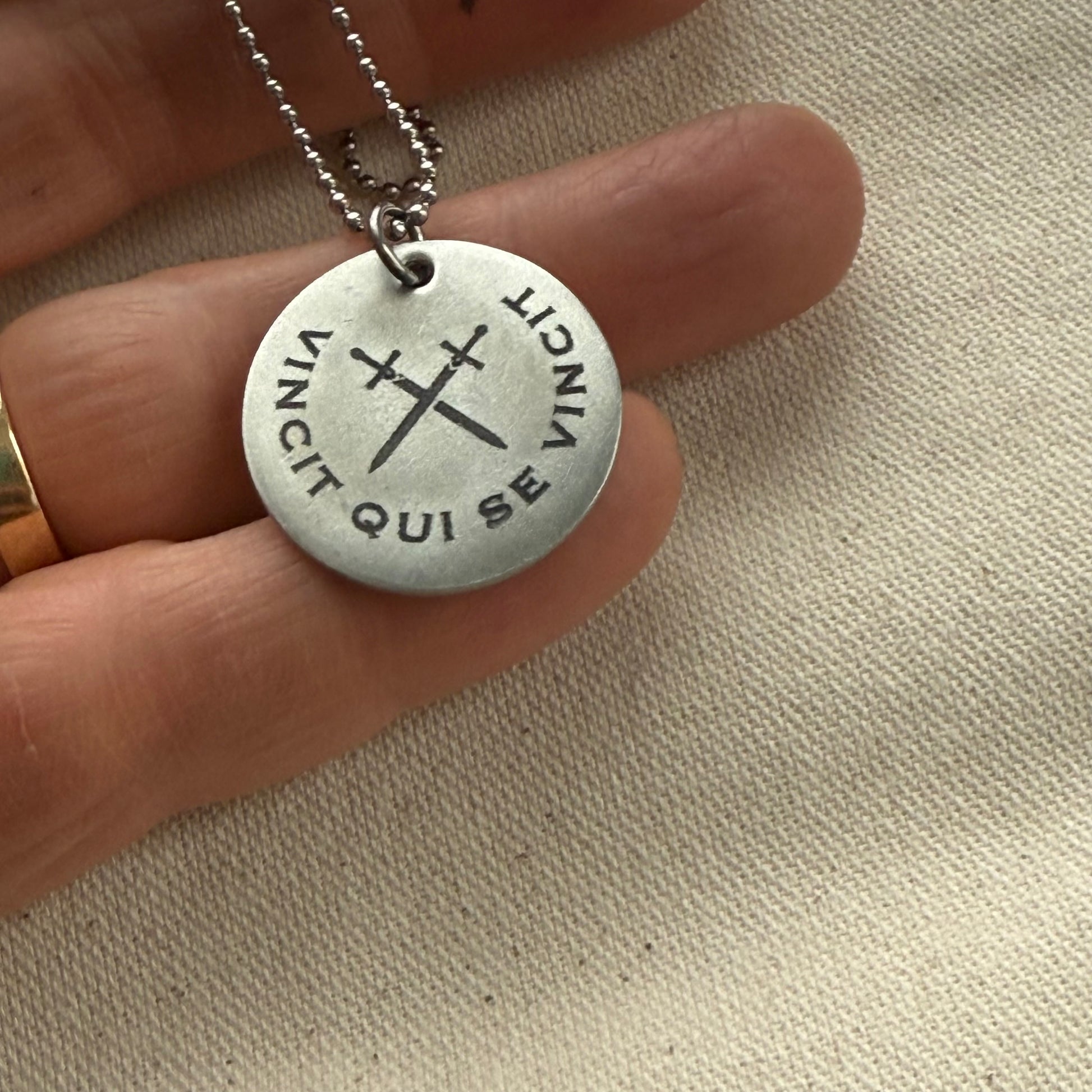Vincit Qui Se Vincit-  Latin Phrase Necklace - He Conquers Who Conquers H