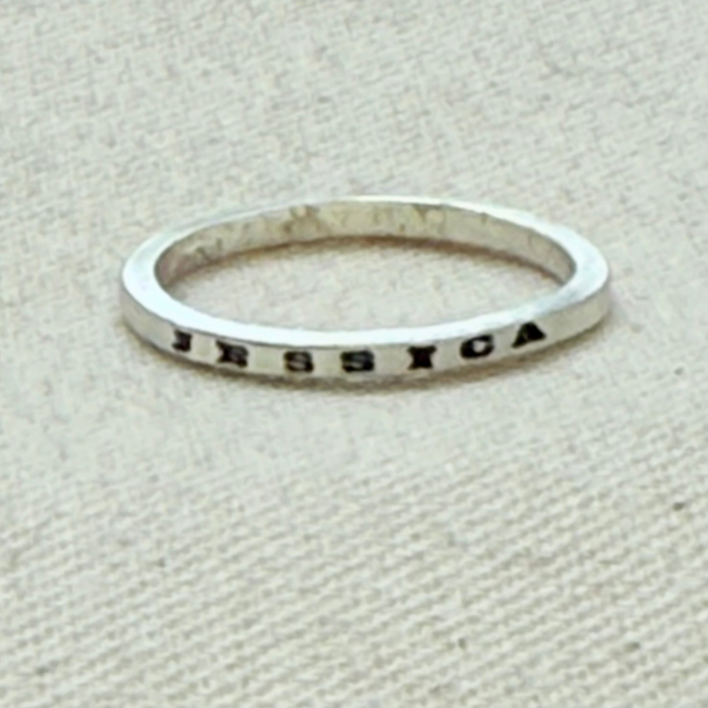  Solid sterling silver poesy rings with  micro mantra or kids names hand stamped poesy ring - drake designs jewelry