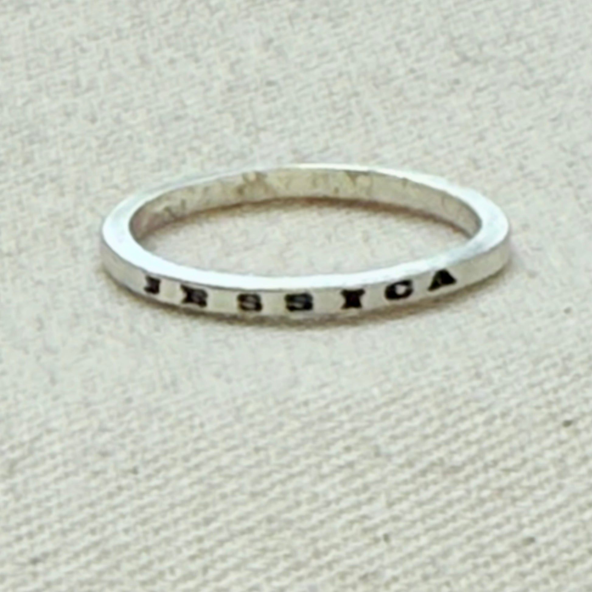  Solid sterling silver poesy rings with  micro mantra or kids names hand stamped poesy ring - drake designs jewelry