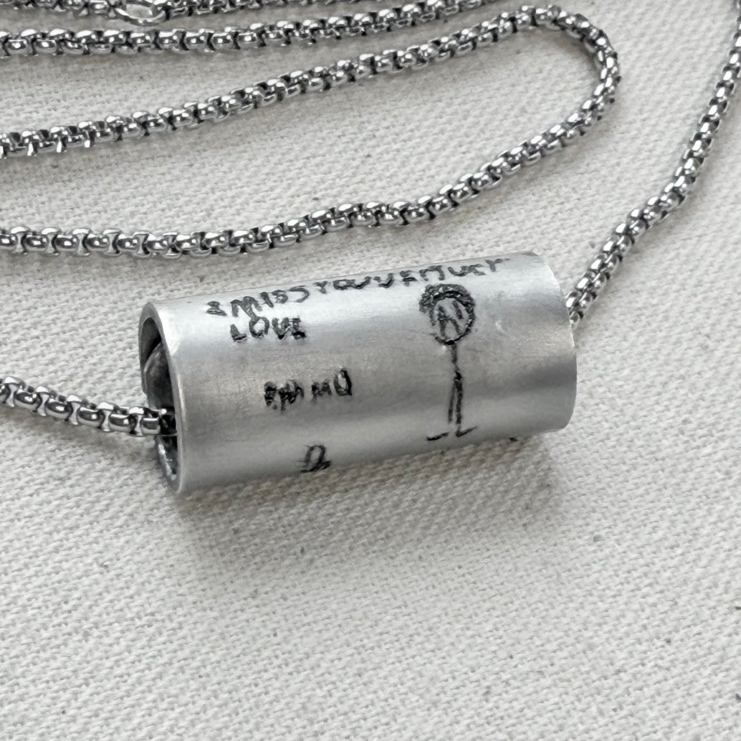 Actual handwriting or kids artwork necklace hand riveted - Drake designs jewelry