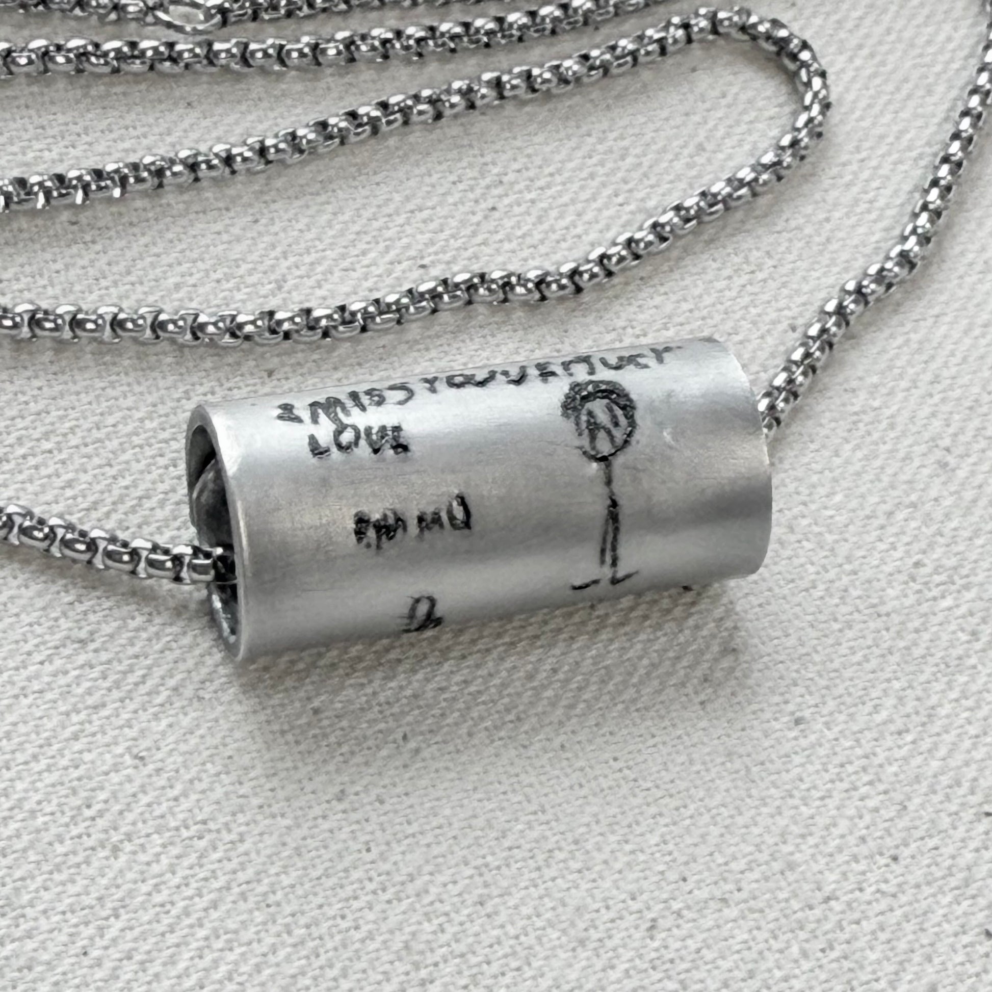 Actual handwriting or kids artwork necklace hand riveted - Drake designs jewelry