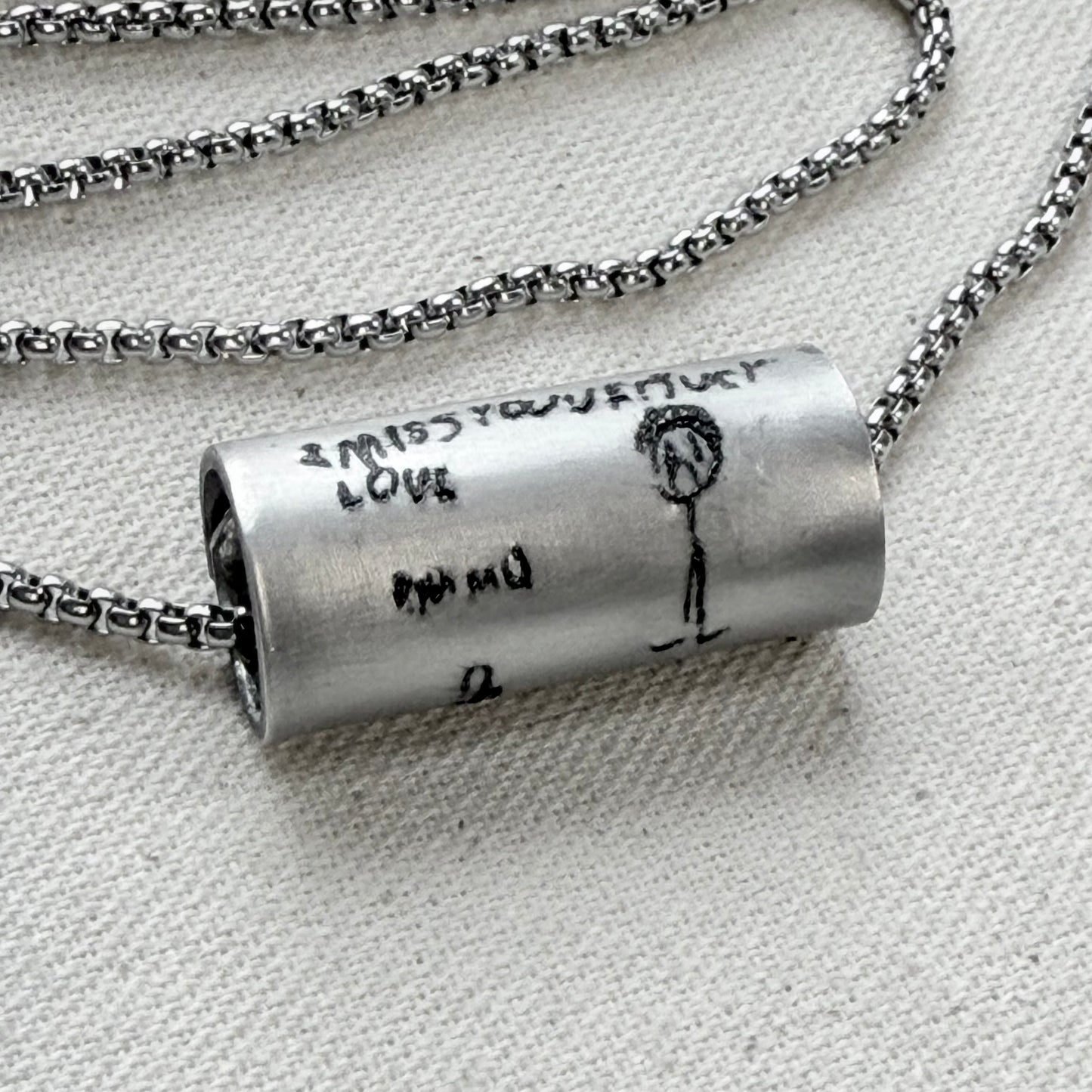 kids artwork engraved  necklace hand riveted - Drake designs jewelry