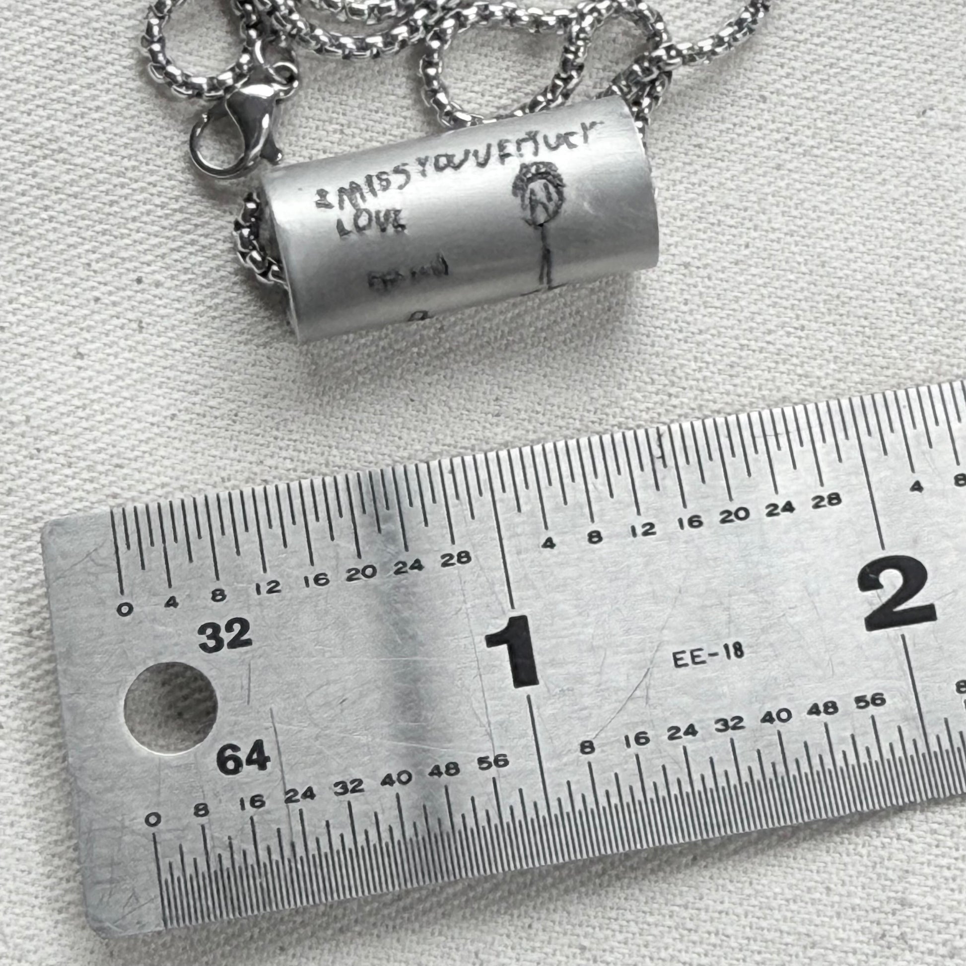 Actual handwriting or kids artwork necklace hand riveted - Drake designs jewelry