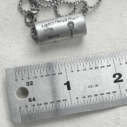 Actual handwriting or kids artwork necklace hand riveted - Drake designs jewelry