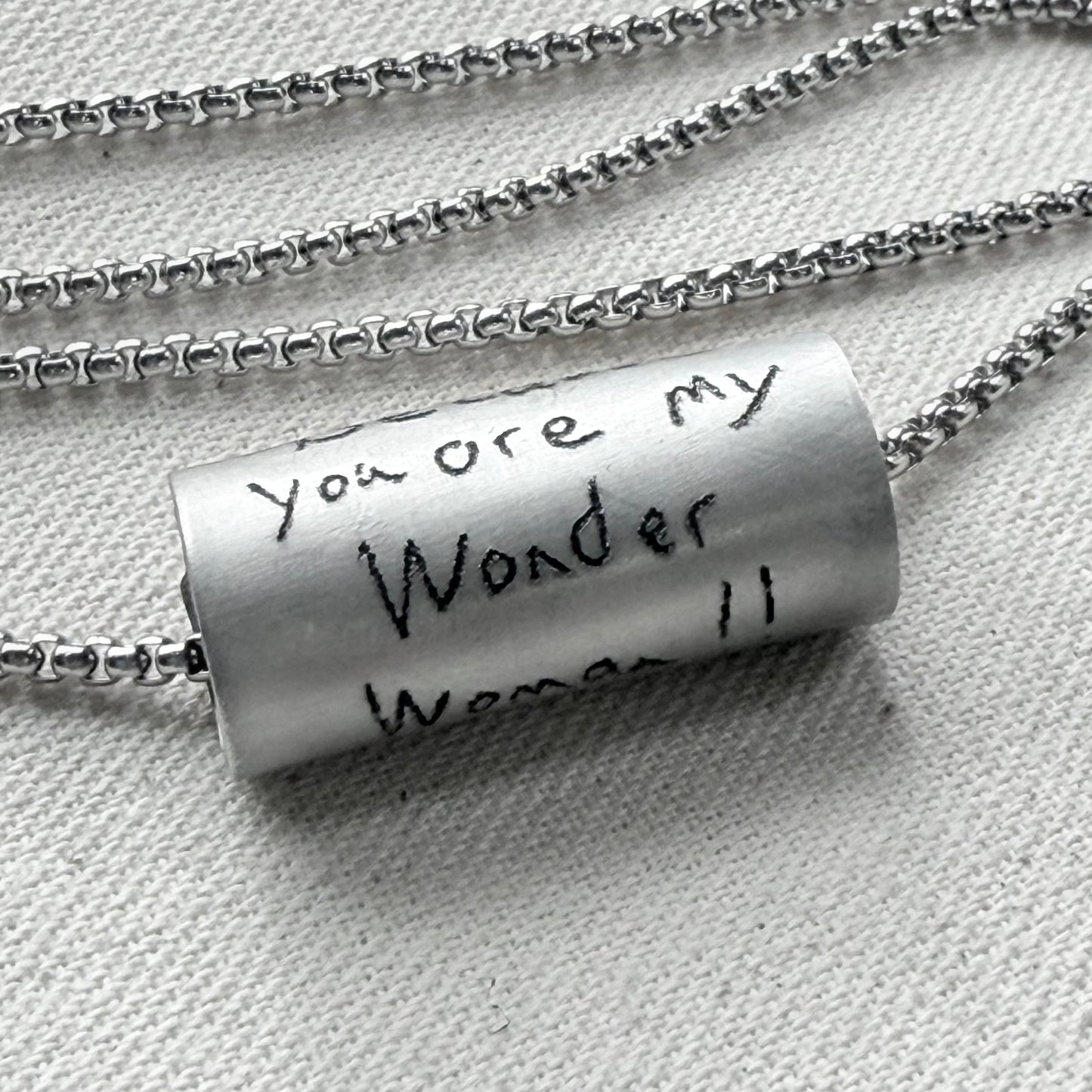 Actual handwriting or kids artwork necklace hand riveted - Drake designs jewelry