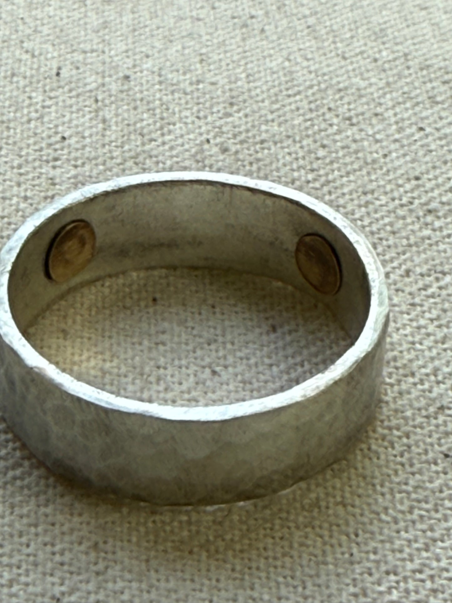 Sterling silver and copper hammered latitude longitude ring for men or women - drake designs jewelry