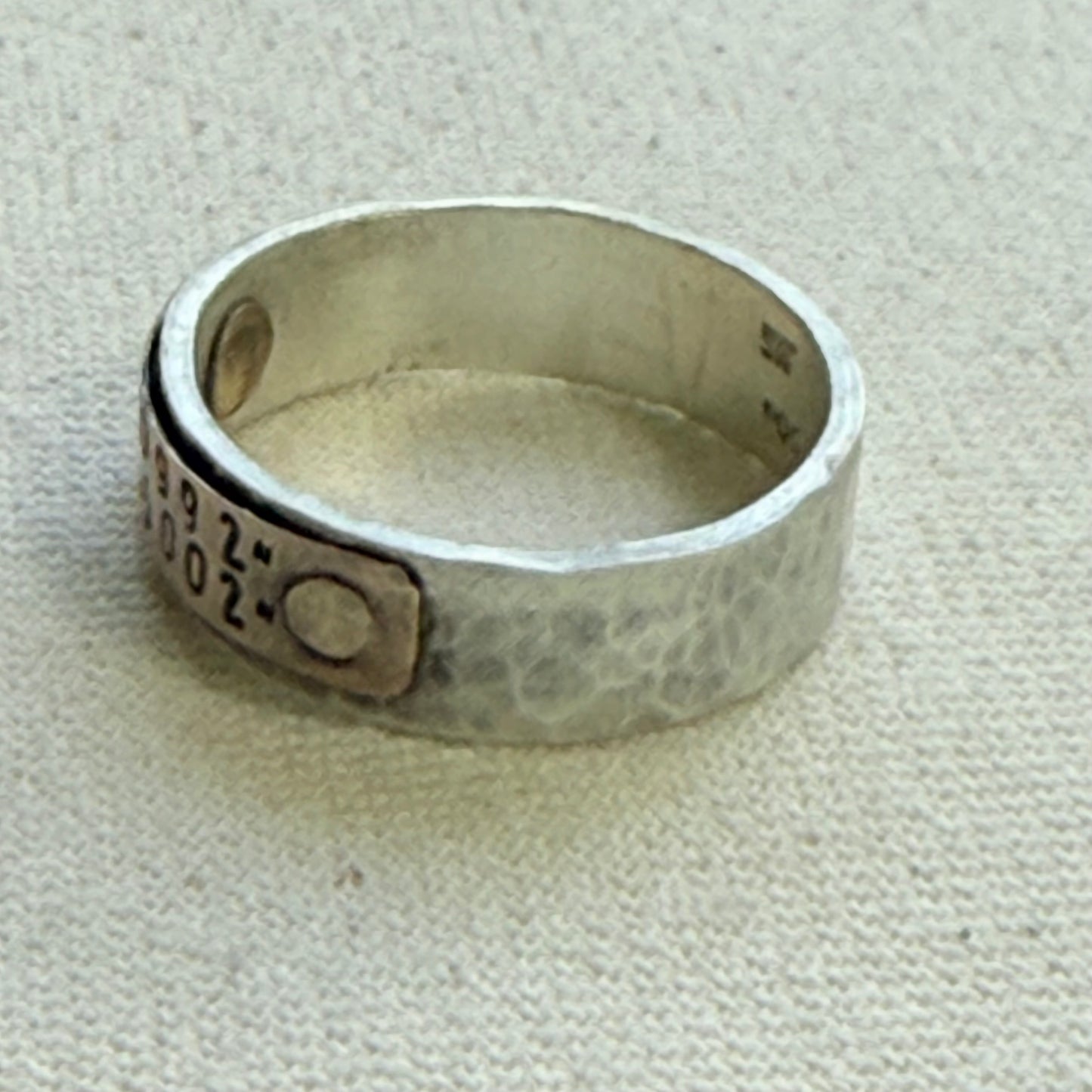 Sterling silver and copper hammered latitude longitude ring for men or women - drake designs jewelry