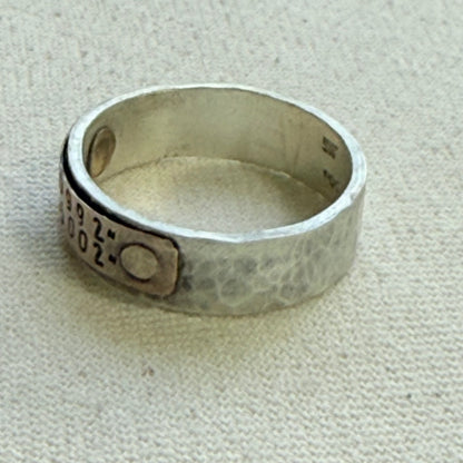 Sterling silver and copper hammered latitude longitude ring for men or women - drake designs jewelry