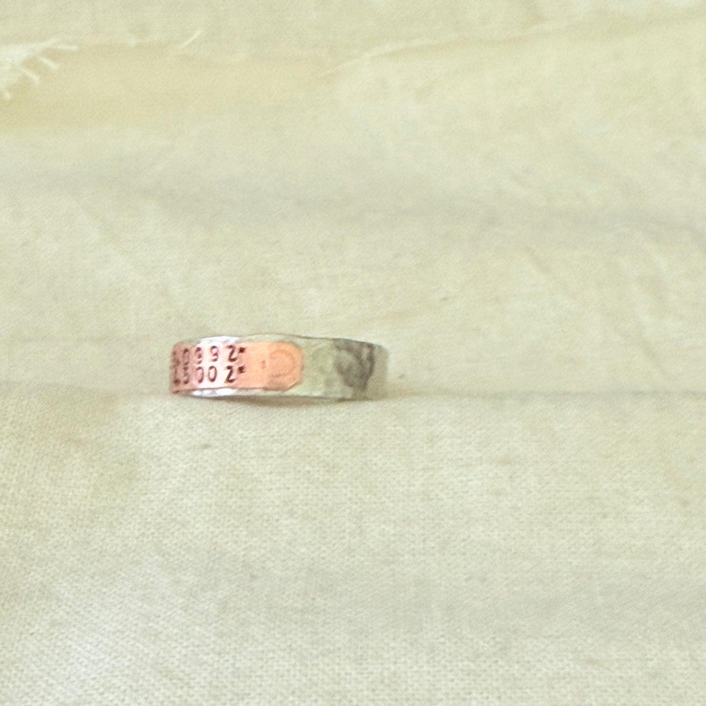 silver and copper hammered latitiude longitude ring for men or women - drake designs jewelry