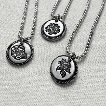 Wax seal birth flower necklace for mom silver - drake designs jewelry