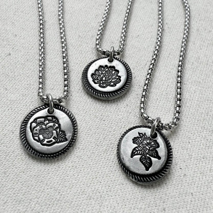 Wax seal birth flower necklace for mom silver - drake designs jewelry