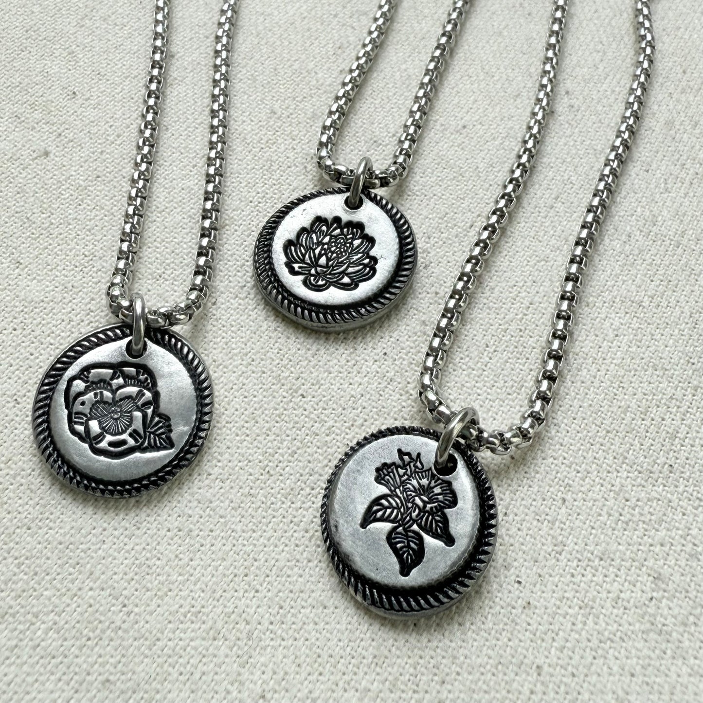 Wax seal birth flower necklace for mom silver - drake designs jewelry