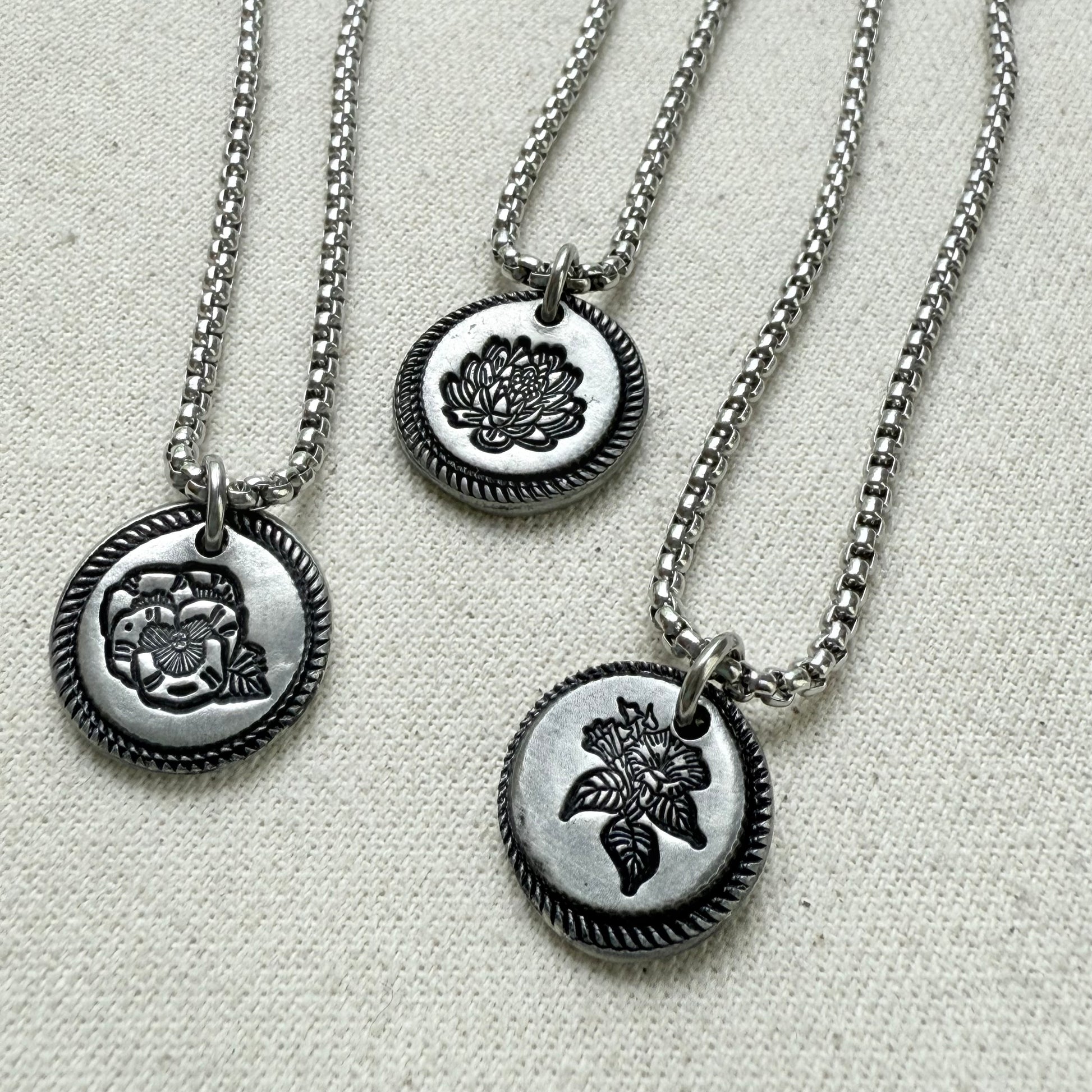 Wax seal birth flower necklace for mom silver - drake designs jewelry