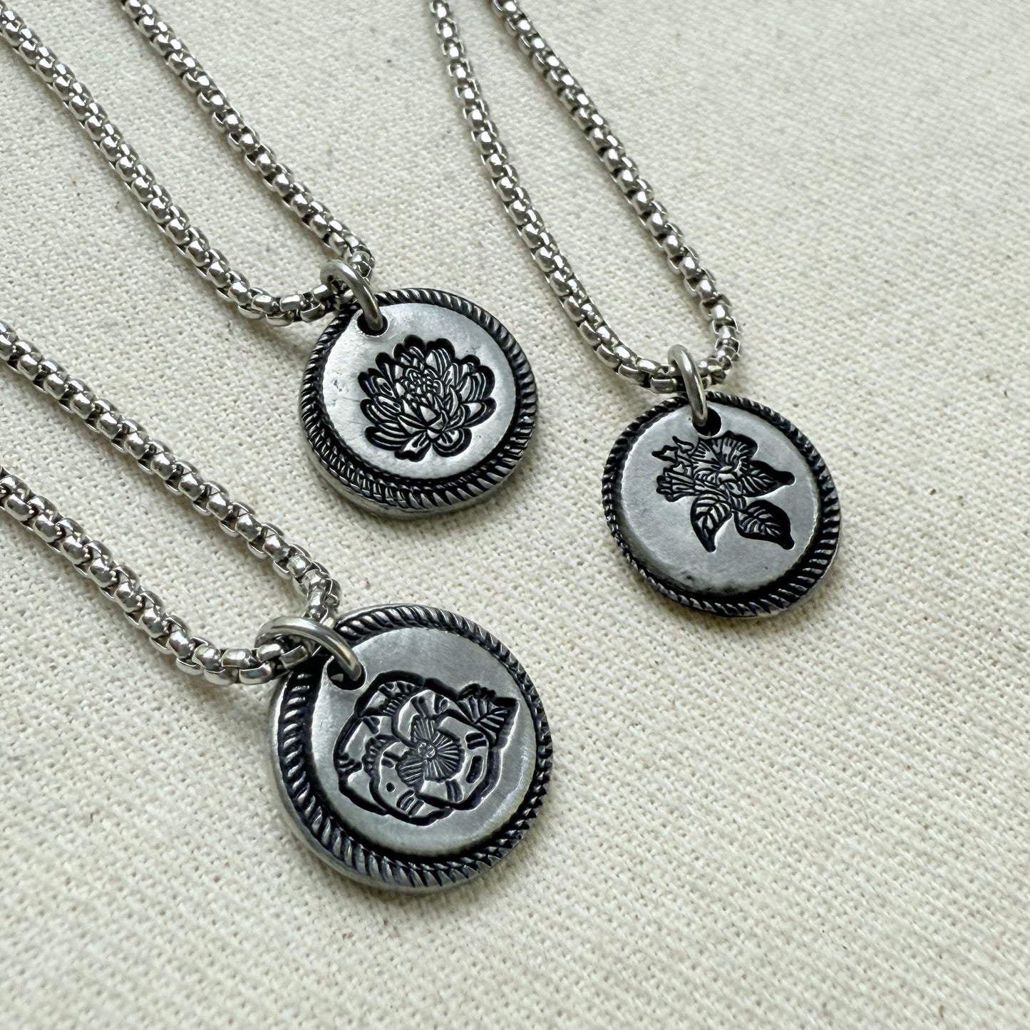 Wax seal birth flower necklace for mom silver - drake designs jewelry