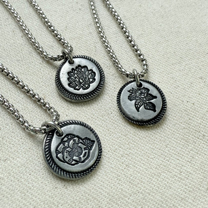 Wax seal birth flower necklace for mom silver - drake designs jewelry