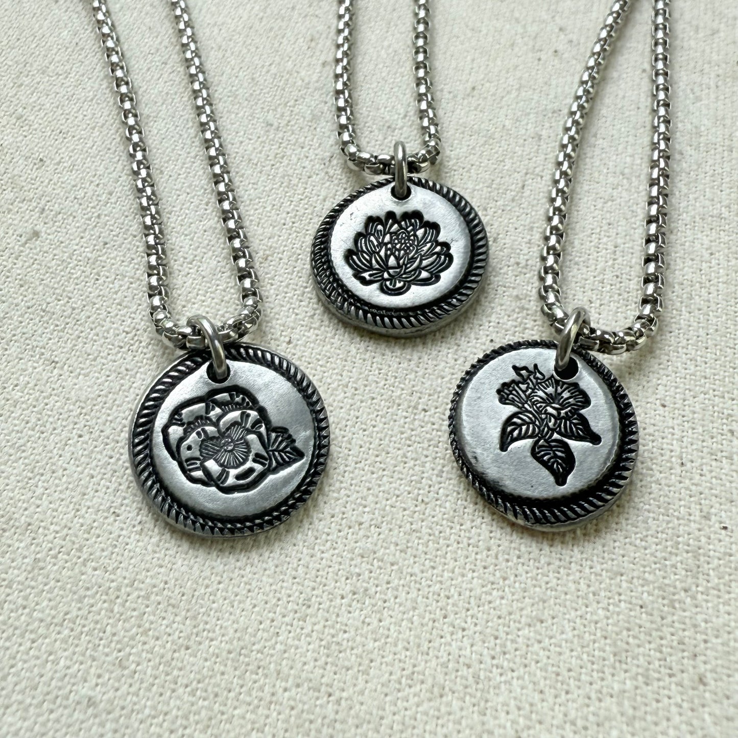 Wax seal birth flower necklace for mom silver - drake designs jewelry