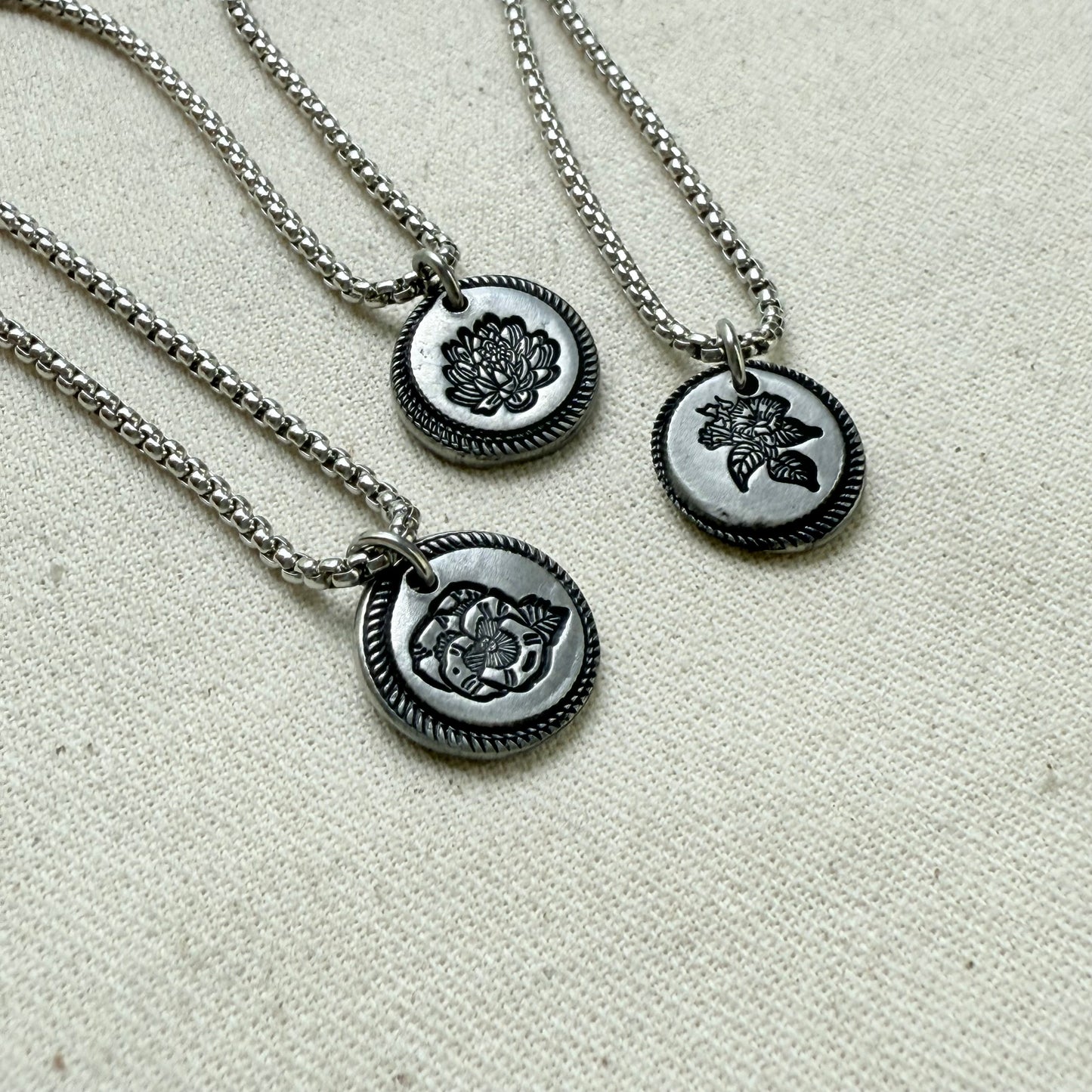 Wax seal birth flower necklace for mom silver - drake designs jewelry