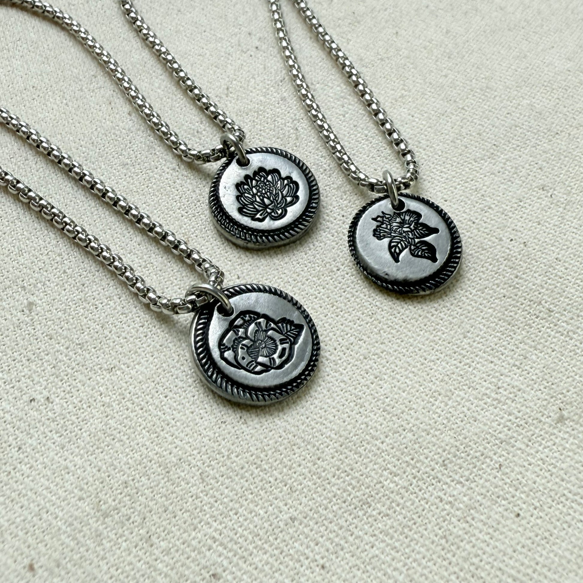 Wax seal birth flower necklace for mom silver - drake designs jewelry