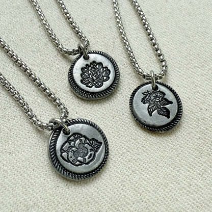 Wax seal birth flower necklace for mom silver - drake designs jewelry