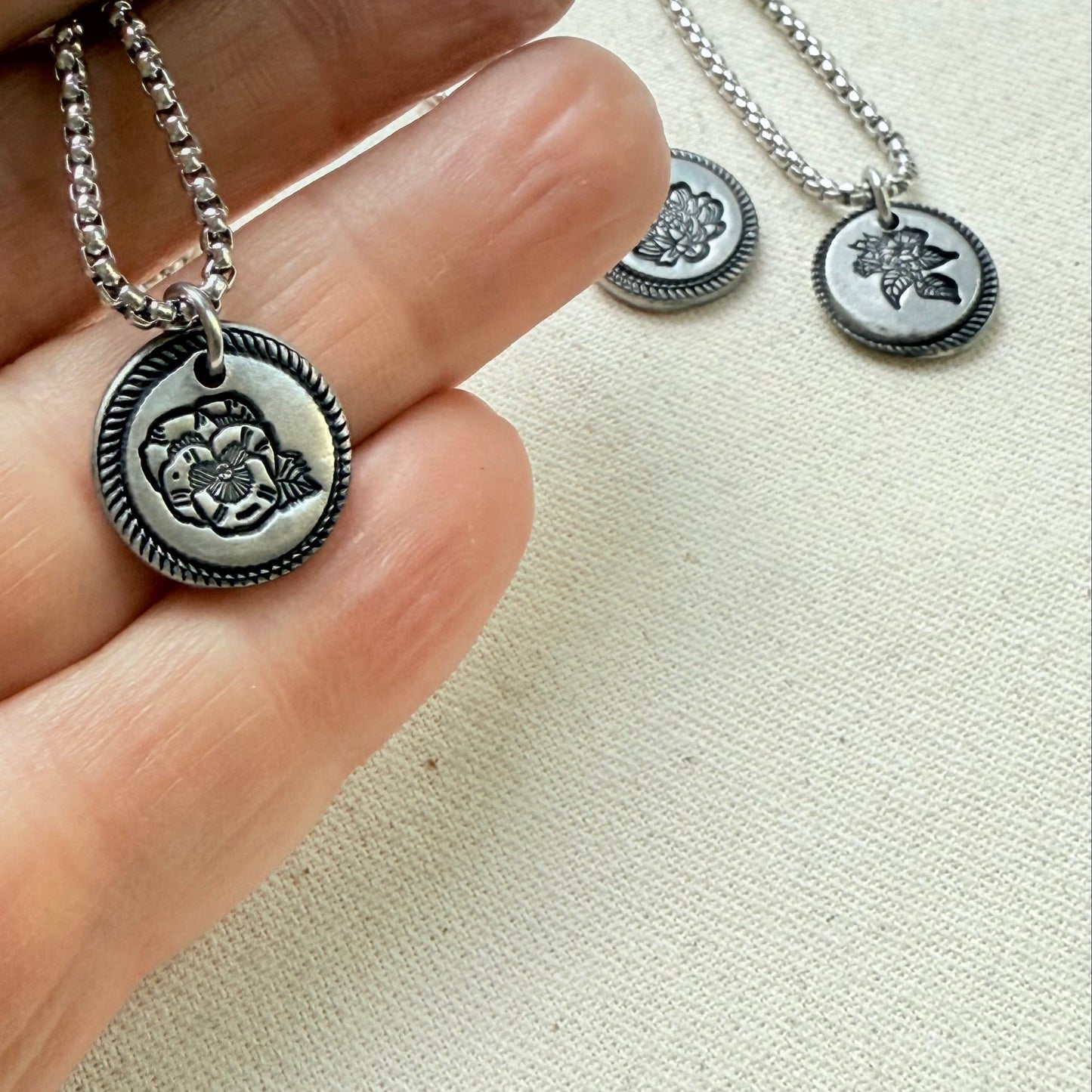Wax seal birth flower necklace for mom silver - drake designs jewelry