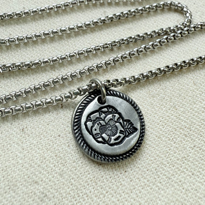 Wax seal birth flower necklace for mom silver - drake designs jewelry