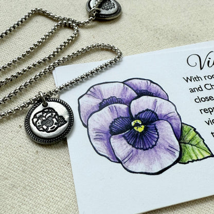 Wax seal birth flower necklace for mom silver - drake designs jewelry