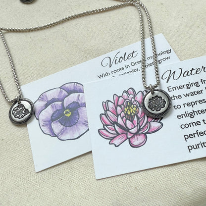 Wax seal birth flower necklace for mom silver - drake designs jewelry