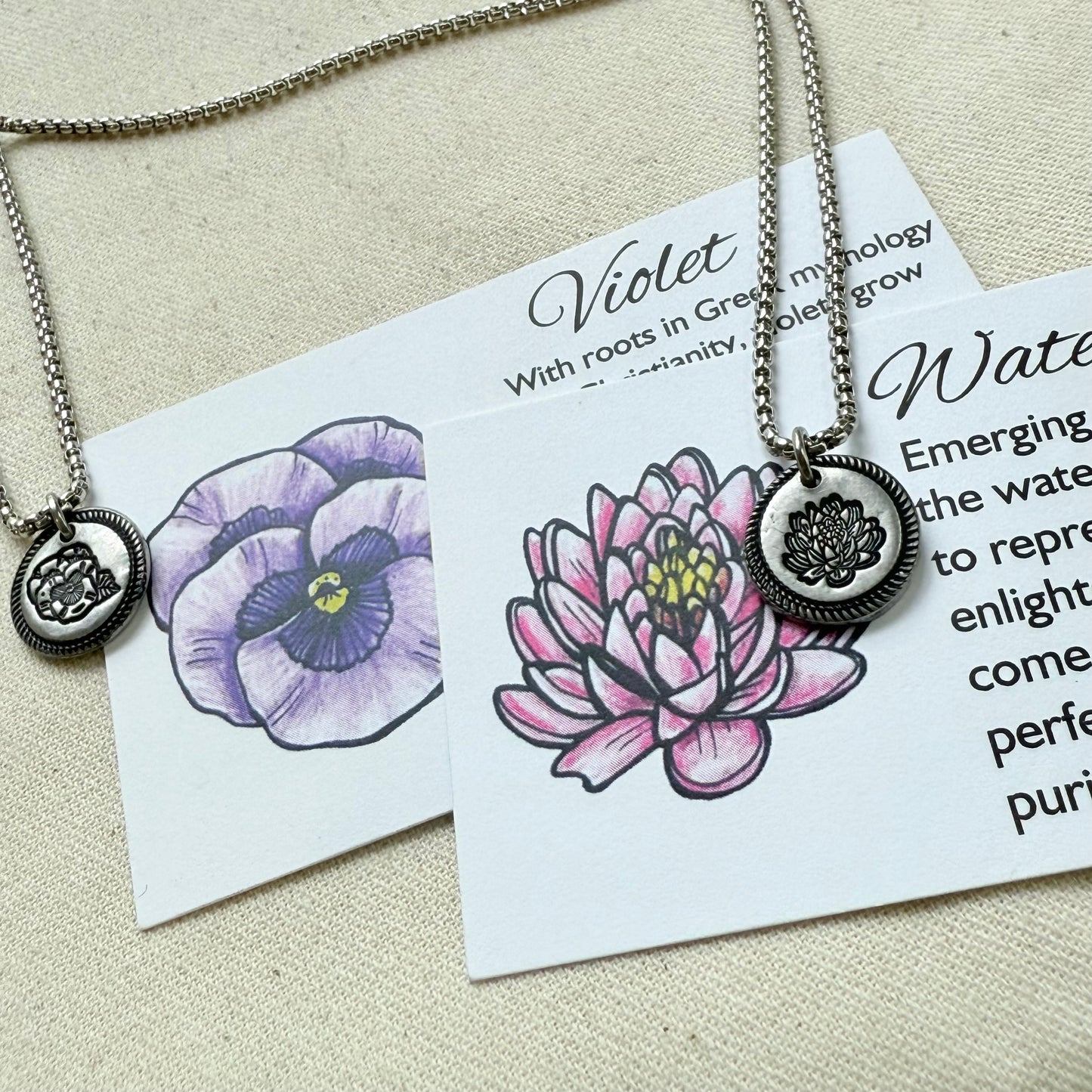 Wax seal birth flower necklace for mom silver - drake designs jewelry