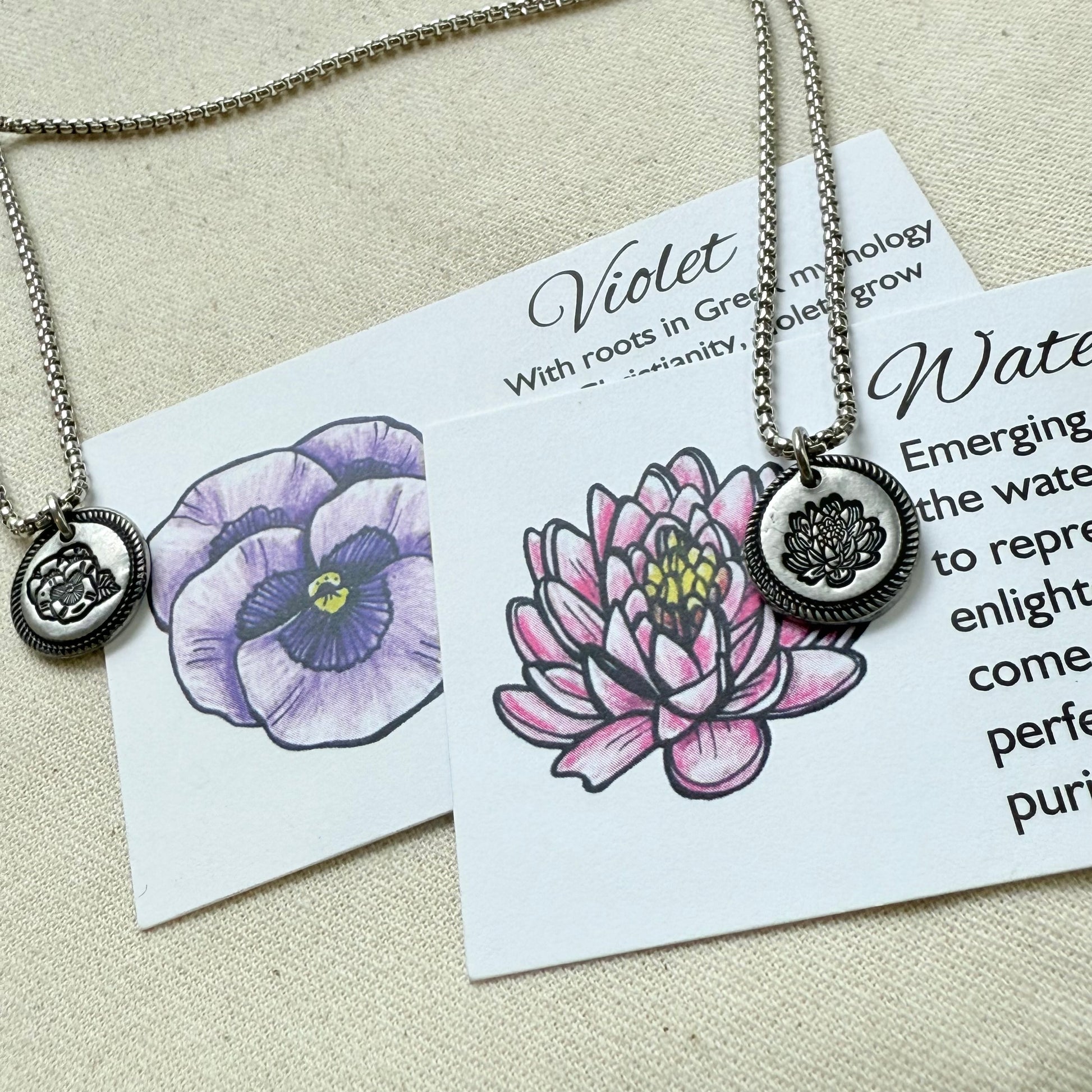 Wax seal birth flower necklace for mom silver - drake designs jewelry