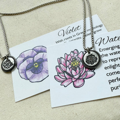 Wax seal birth flower necklace for mom silver - drake designs jewelry