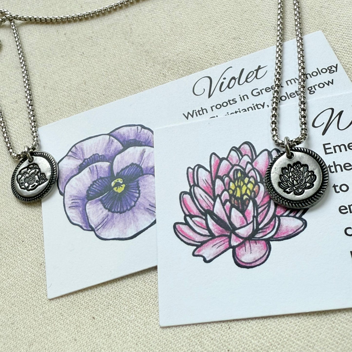 Wax seal birth flower necklace for mom silver - drake designs jewelry