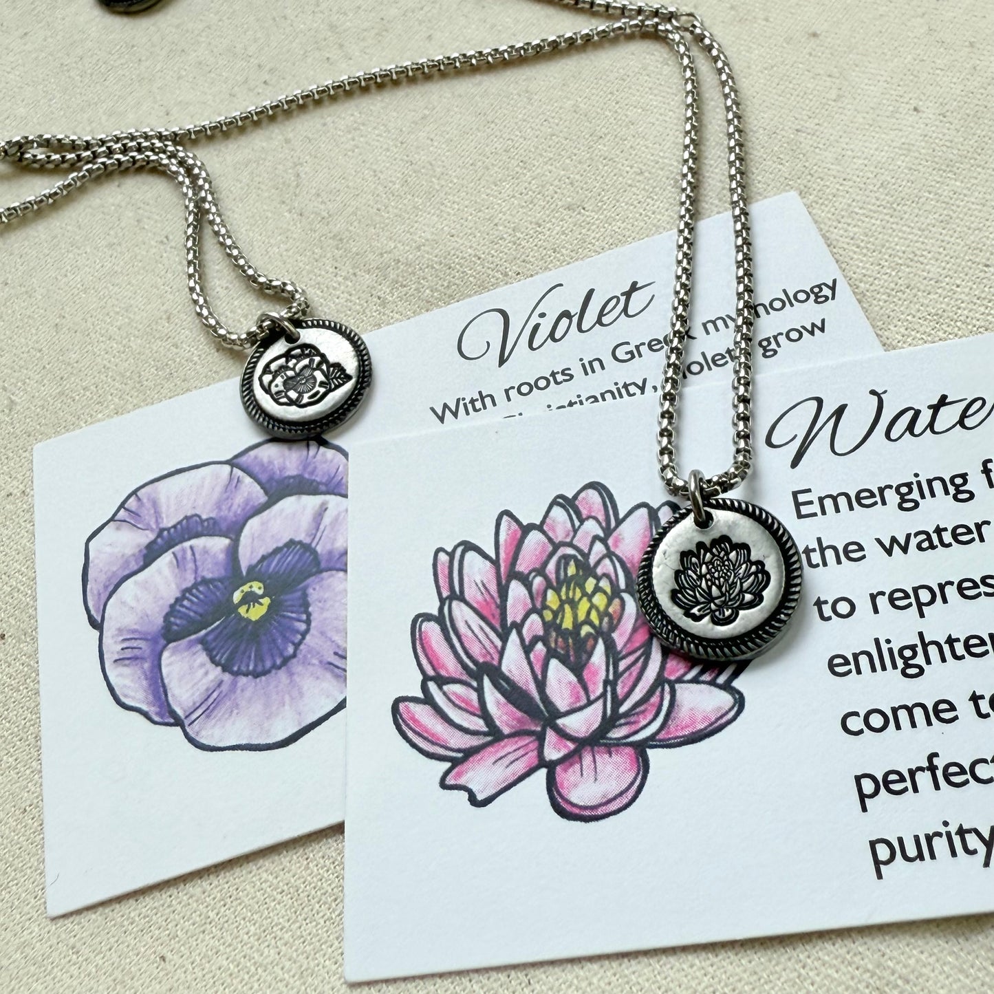 Wax seal birth flower necklace for mom silver - drake designs jewelry