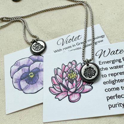 Wax seal birth flower necklace for mom silver - drake designs jewelry