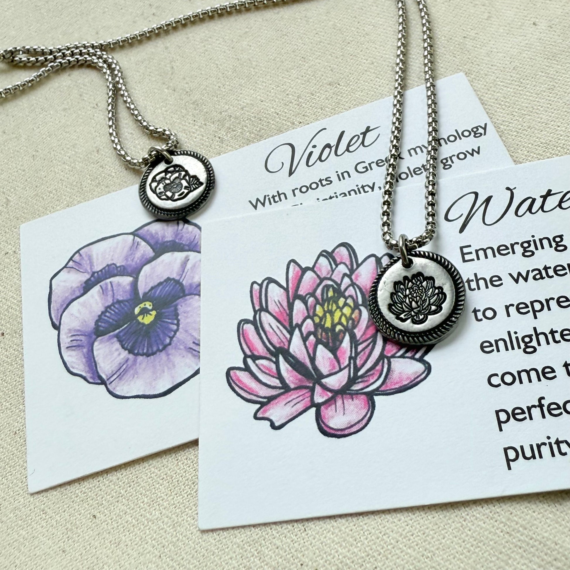 Wax seal birth flower necklace for mom silver - drake designs jewelry