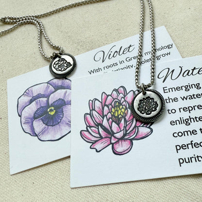 Wax seal birth flower necklace for mom silver - drake designs jewelry