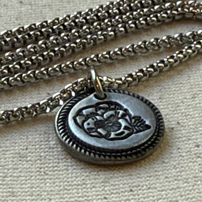 Wax seal birth flower necklace for mom silver - drake designs jewelry