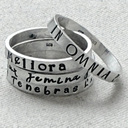 Sterling silver Poesy, Posy, Posey or Posie rings with kids names or mantra in your choice of font - drake designs jewelry