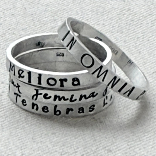 Sterling silver Poesy, Posy, Posey or Posie rings with kids names or mantra in your choice of font - drake designs jewelry