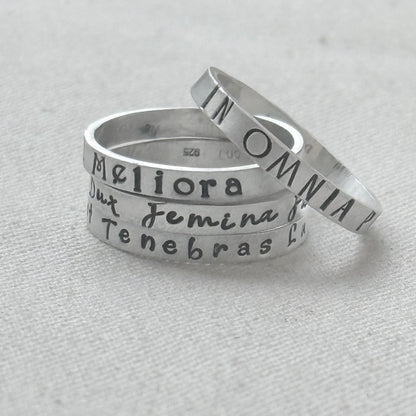 Sterling silver Poesy, Posy, Posey or Posie rings with kids names or mantra in your choice of font - drake designs jewelry