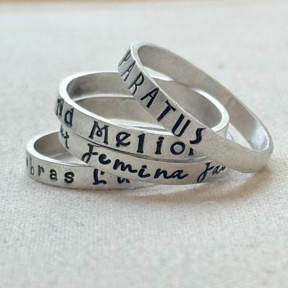 Sterling silver Poesy, Posy, Posey or Posie rings with kids names or mantra in your choice of font - drake designs jewelry