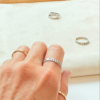 Sterling silver Poesy, Posy, Posey or Posie rings with kids names or mantra in your choice of font - drake designs jewelry
